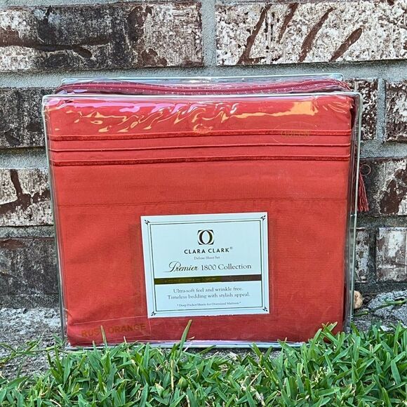 NEW 1800 Thread Count: RUST Color, Deep Pockets, Premier 4 Piece Bed Sheet Set - Picture 1 of 2